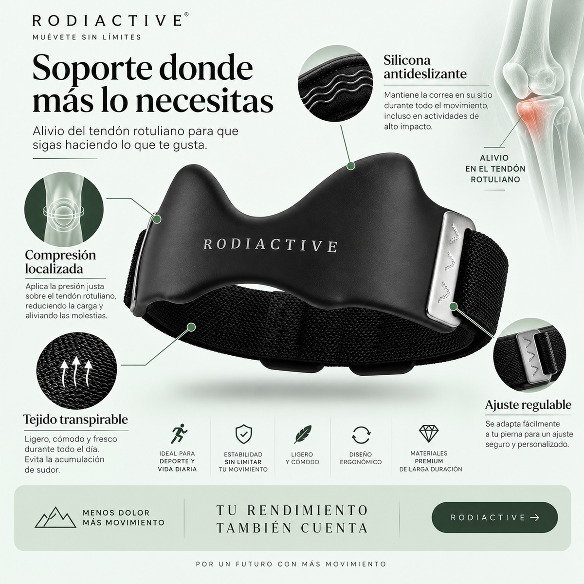 RODIACTIVE Vector — Correa rotuliana de compresión localizada